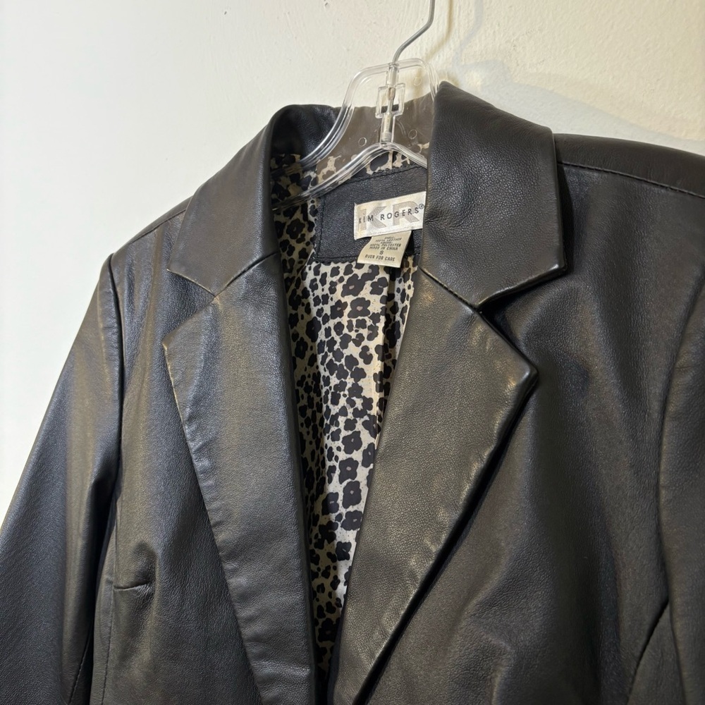 Vintage 90s Y2K Leather Jacket goth Whimsigoth minimalist grunge emo punk S - Picture 7 of 16